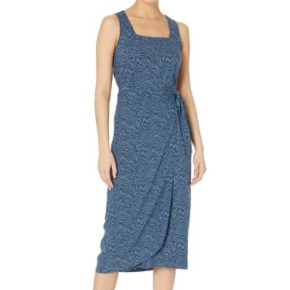 Goodthreads Women's size XS Faux Wrap Fluid Twill Square Neck Midi Dress